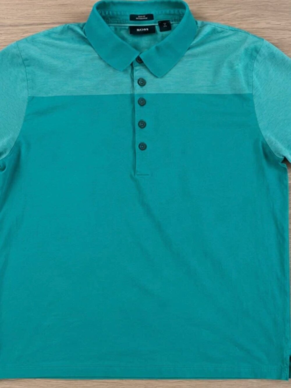 BOSS Hugo Boss Mens Slim Fit Mercerised Polo Shirt Teal Green Colorblock